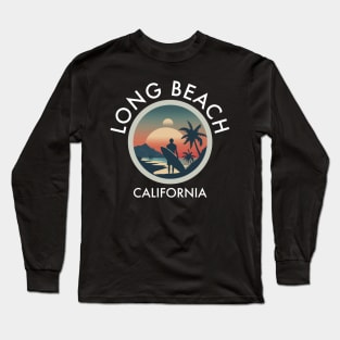 Long Beach - California (with White Lettering) Long Sleeve T-Shirt